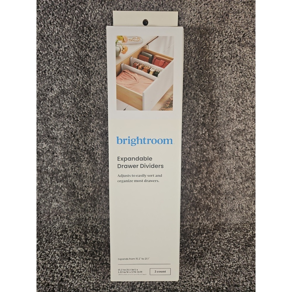 Brightroom Expandable Drawer Dividers-White Plastic-2 Count-expands  15.2"-21.1"